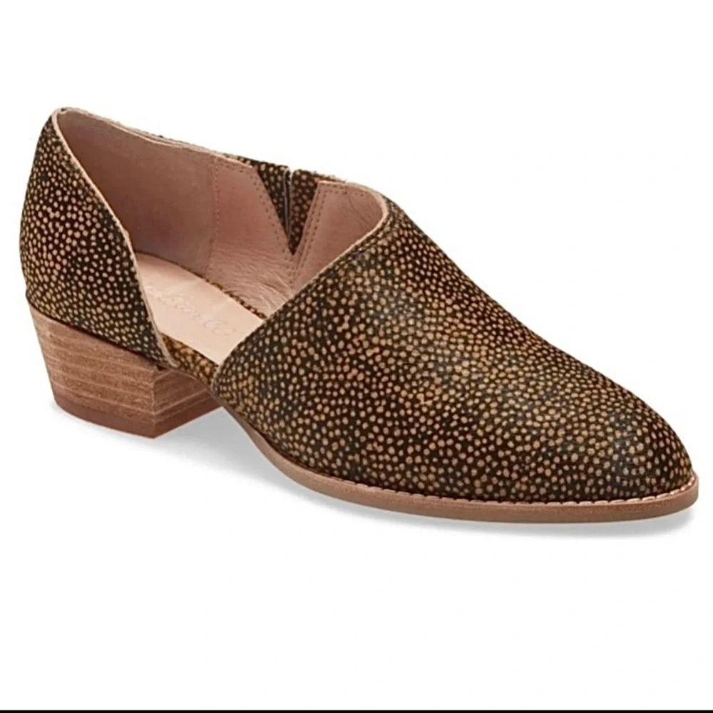 Madewell The Lucie Bootie Sz 7 Leather Brown Cutout Flat Calf Hair Upper Slip-On